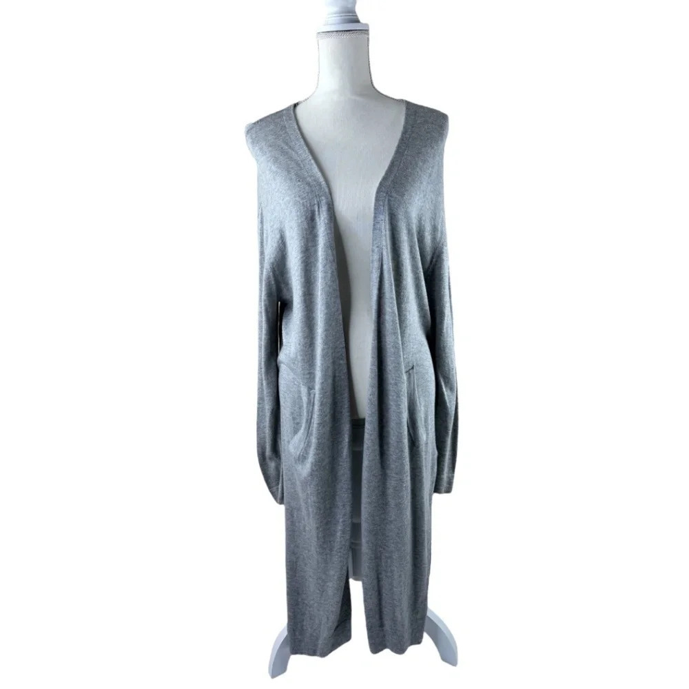 Moussy Gray Longline Open Front Cardigan